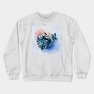 Pastel Succulents - an oil painting on canvas Crewneck Sweatshirt